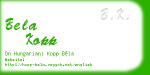 bela kopp business card